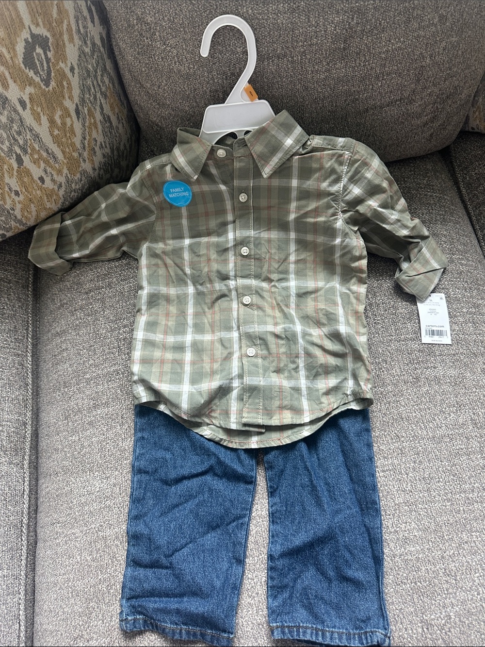 Carter's Olive Plaid Button-Down Shirt